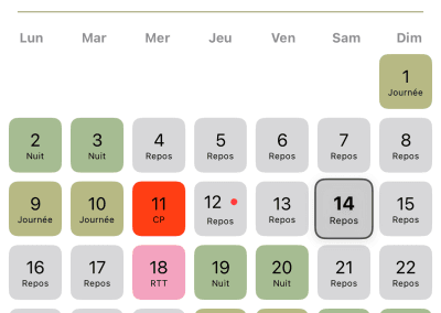 Kalendar : affichage congés