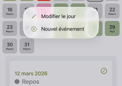 Kalendar : appui-long