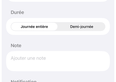 Kalendar iOS - Horaires